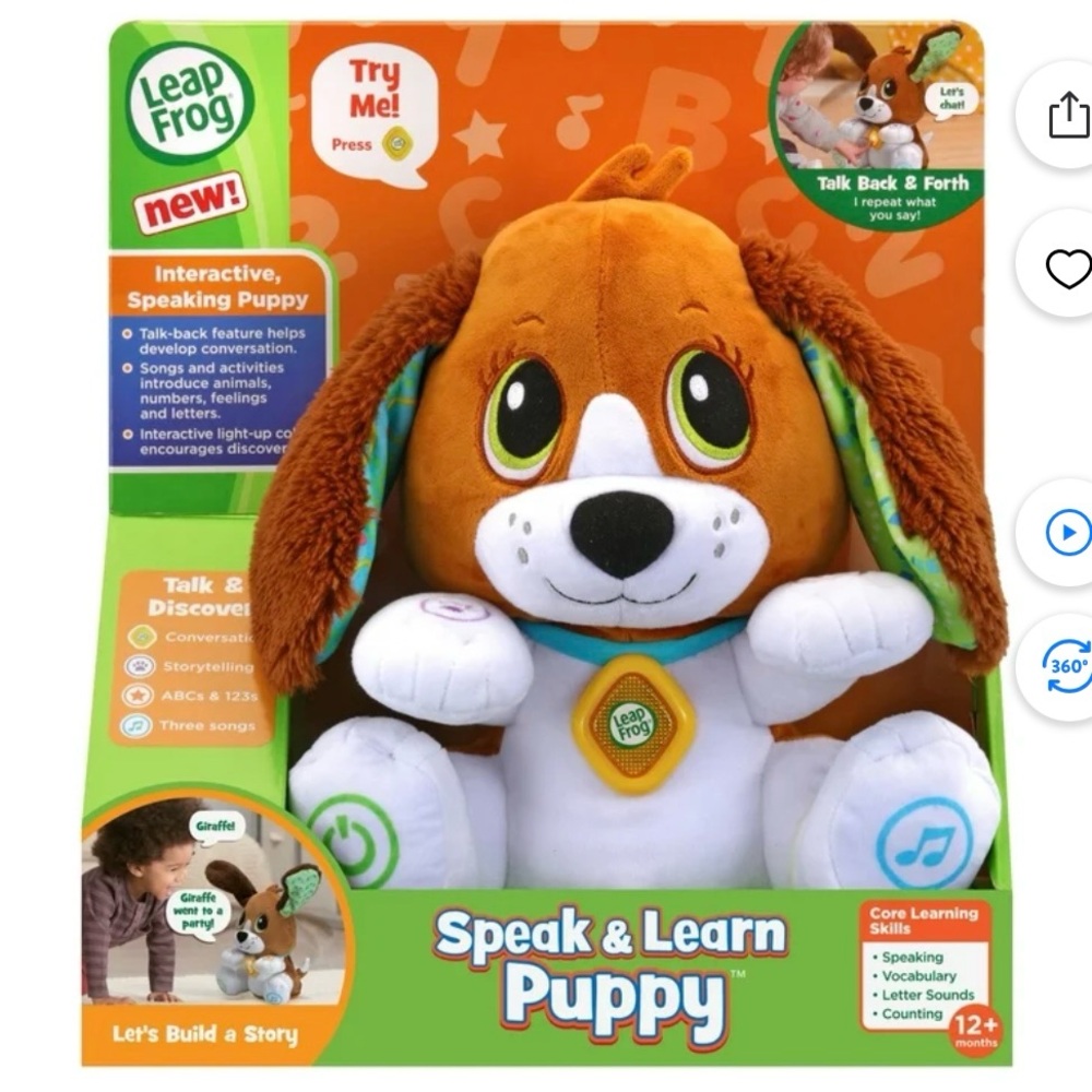 LeapFrog Speak & Learn Interactive Puppy - Talk back, Repeats what you say.